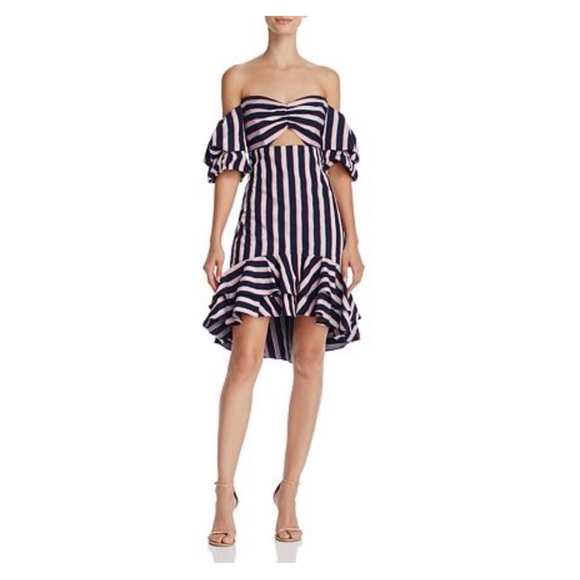 WAYF Stripe Over the Shoulder Open Front Dress - Picture 1 of 5